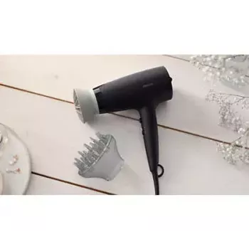 Hair dryer Philips BHD302/00 1600W black, 3 heat levels, 3 speeds, cool shot, 2 nozzles