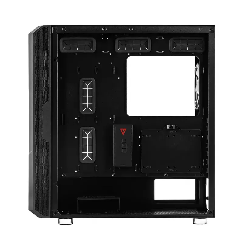 PC case MODECOM AMIRANI ARGB Midi Tower, black, tempered glass, 2x200mm front + 1x120mm rear fans, USB-A 2x, USB-C 1x, supports ATX/ITX, GPU up to 35 cm