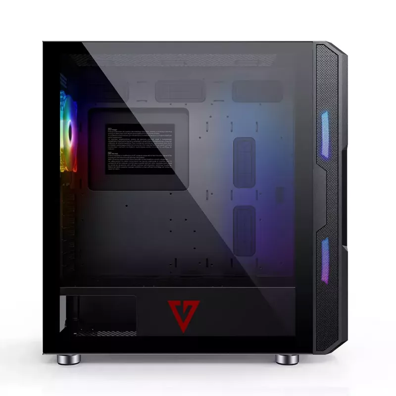 PC case MODECOM AMIRANI ARGB Midi Tower, black, tempered glass, 2x200mm front + 1x120mm rear fans, USB-A 2x, USB-C 1x, supports ATX/ITX, GPU up to 35 cm