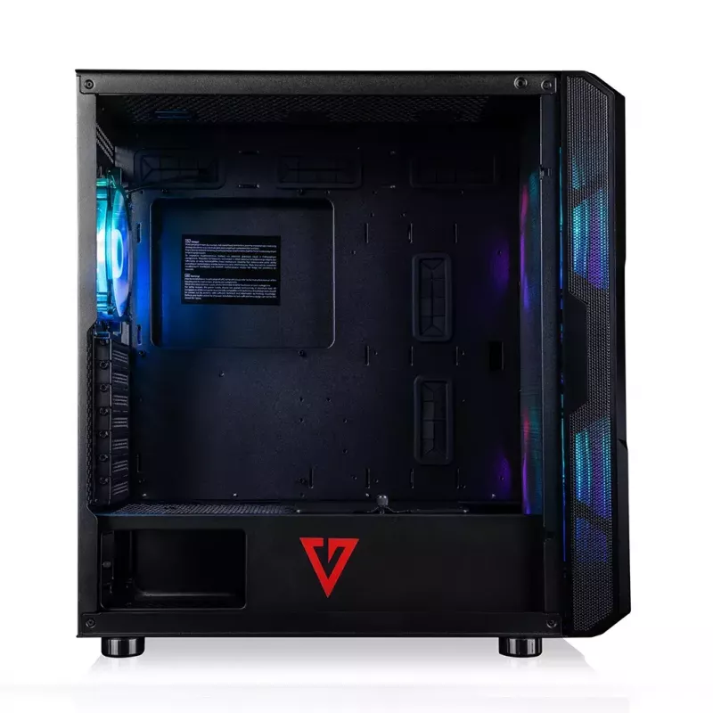 PC case MODECOM AMIRANI ARGB Midi Tower, black, tempered glass, 2x200mm front + 1x120mm rear fans, USB-A 2x, USB-C 1x, supports ATX/ITX, GPU up to 35 cm