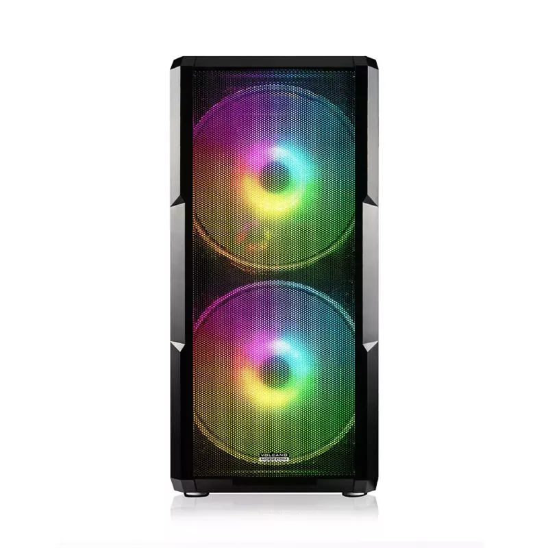 PC case MODECOM AMIRANI ARGB Midi Tower, black, tempered glass, 2x200mm front + 1x120mm rear fans, USB-A 2x, USB-C 1x, supports ATX/ITX, GPU up to 35 cm