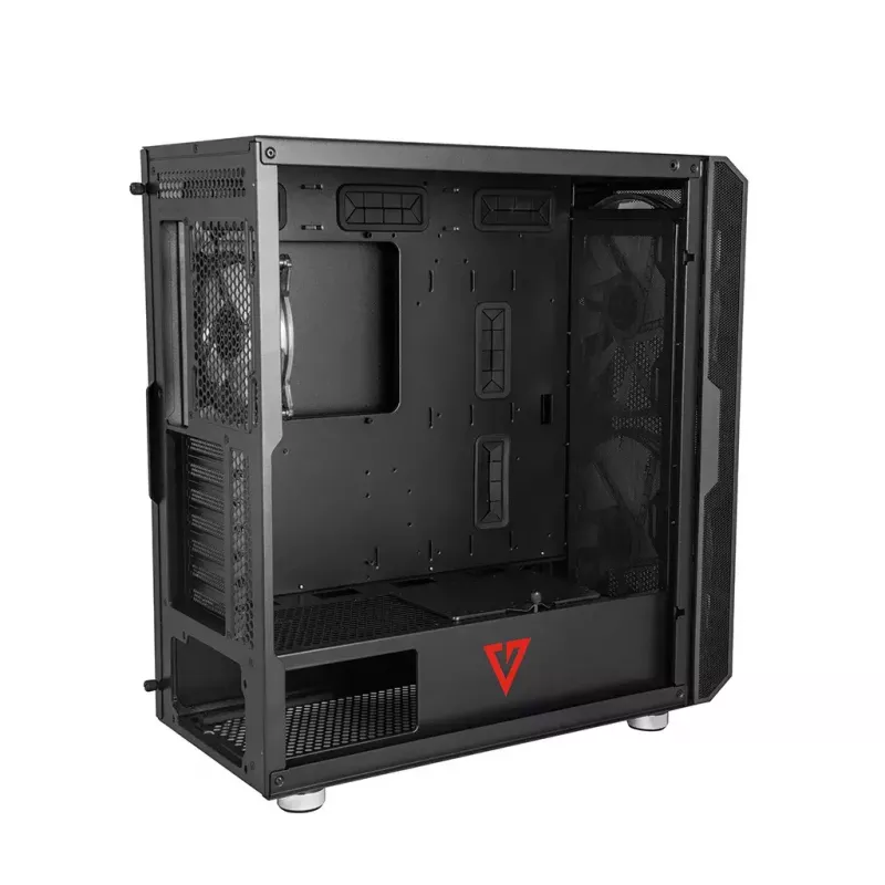 PC case MODECOM AMIRANI ARGB Midi Tower, black, tempered glass, 2x200mm front + 1x120mm rear fans, USB-A 2x, USB-C 1x, supports ATX/ITX, GPU up to 35 cm