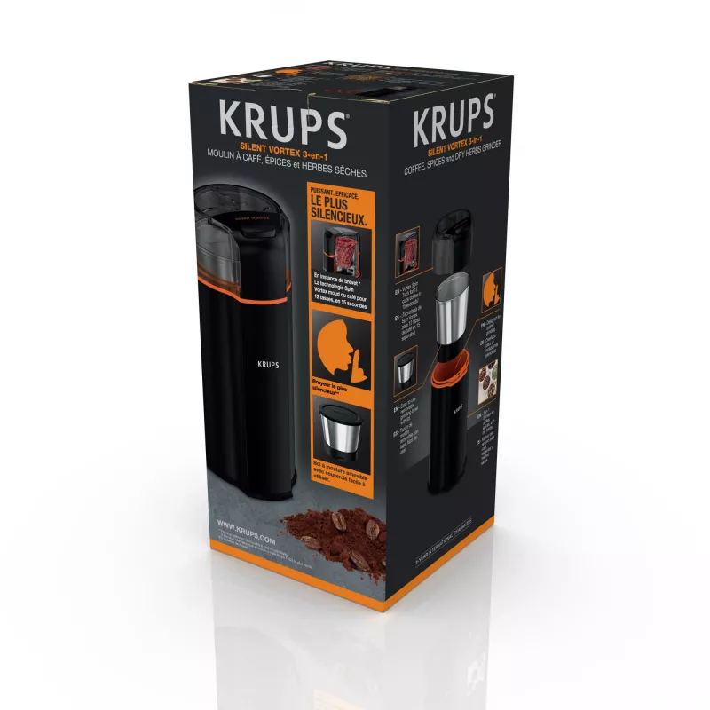 Blade grinder Krups Silent Vortex GX3328 175 W Black 90 g capacity