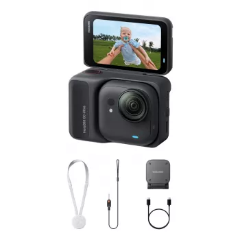 Action sports camera Insta360 GO Ultra Standard Black — 4K Ultra HD 3840×2880, 1/1.28 inch sensor, 240 fps, Wi‑Fi, built-in display, MicroSD, 52.9 g