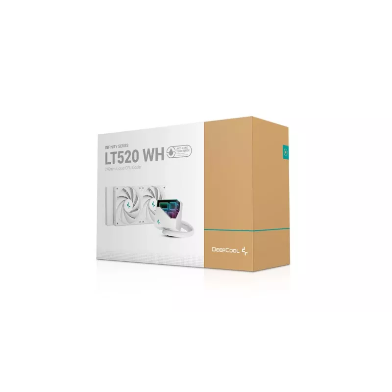 All-in-one liquid cooler DeepCool LT520 WH, white, 240mm radiator, 2x120mm FDB fans, PWM, LGA/AM4/AM5/sTR4 support