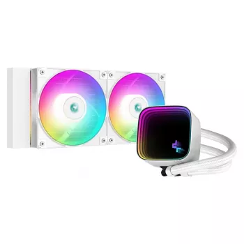All-in-one liquid cooler DeepCool LS520 SE WH — 240mm radiator, 2x 120mm PWM fans, white, copper base