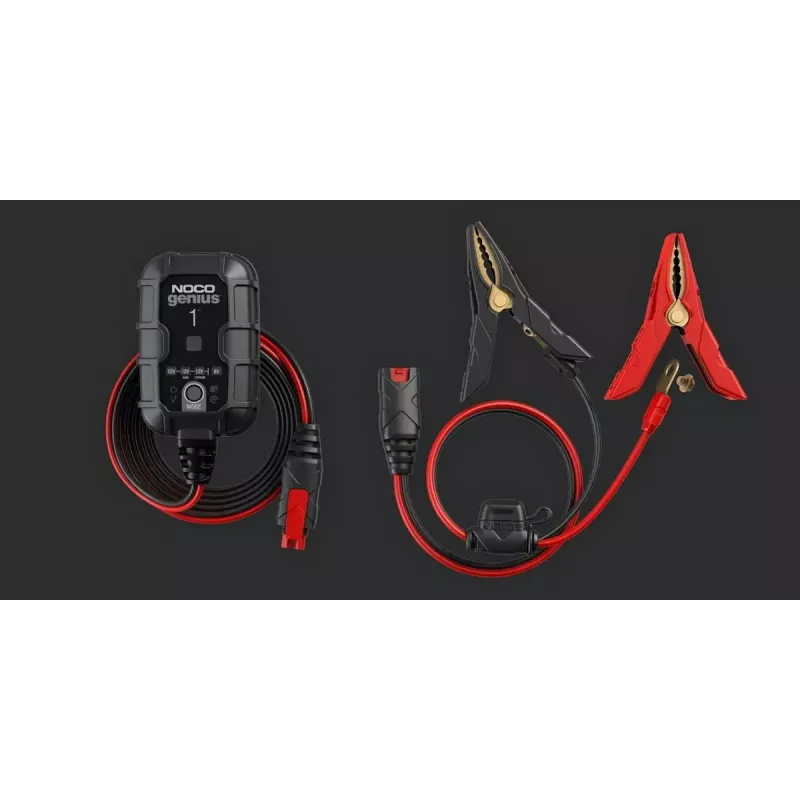 Battery charger NOCO GENIUS1EU 1A smart charger for 12V lead‑acid and lithium batteries, compact design