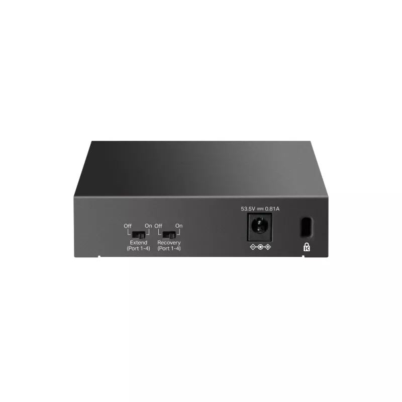 Unmanaged switch TP‑LINK LS105P, 5x Fast Ethernet (10/100) ports, 4x PoE ports, 1 Gbit/s switching capacity, fanless, black