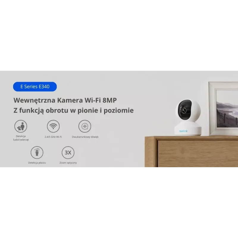IP security bullet camera Reolink E340 8MP, 4K (3480×2160), PoE/2.4/5 GHz Wi‑Fi, microSD, IP67, 30 fps