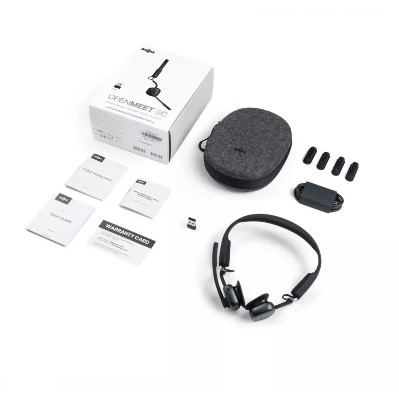 SHOKZ OpenMeet UC Wireless Bluetooth Bone Conduction Videoconferencing Headset with USB-A adapter