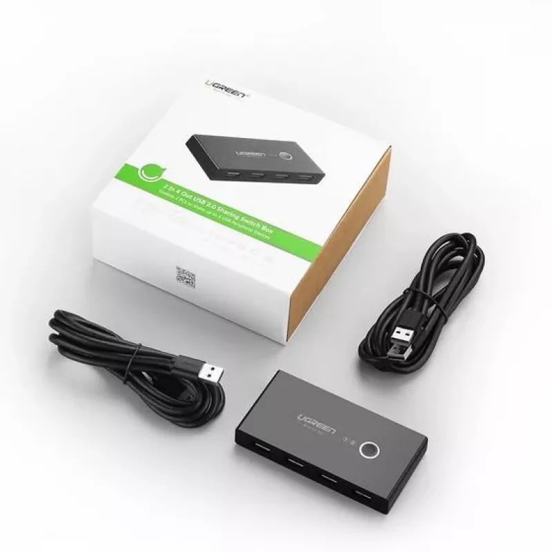 USB hub UGREEN 30767 — 6-port USB 2.0 hub, 1.5 m cable, 5 V/2 A, black