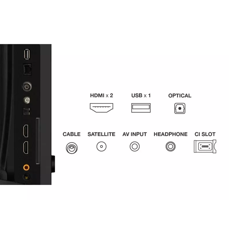 TCL 32V5C 32 inch QLED Full HD Smart TV, Android TV, 1920×1080, 60Hz, 2×HDMI, Wi‑Fi, Bluetooth, 20W, Black