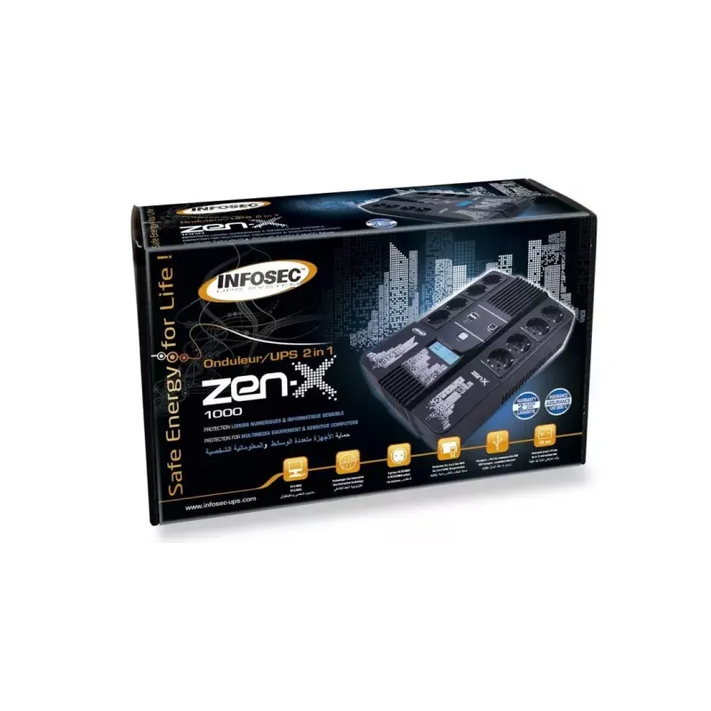 Uninterruptible Power Supply UPS Infosec Zen-X 1000 1 kVA 600 W 8 AC outlets