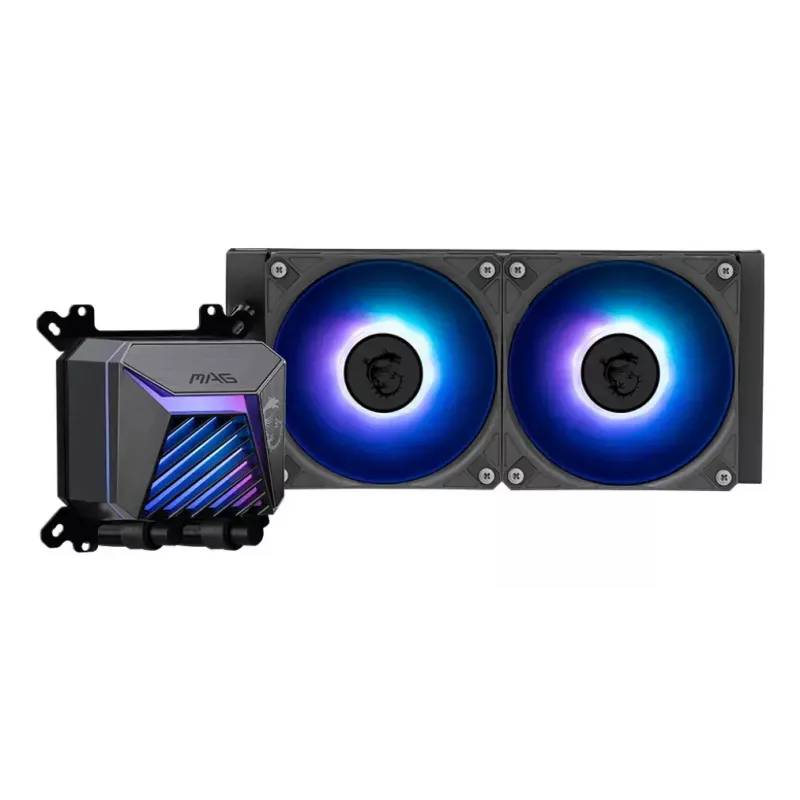 All-in-one liquid cooler MSI MAG Coreliquid A15 240 — 240 mm radiator, 2×120 mm fans, LGA1700/AM4/AM5, black