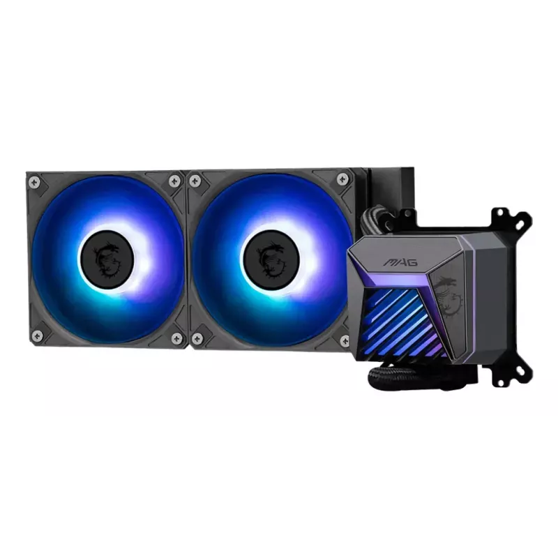 All-in-one liquid cooler MSI MAG Coreliquid A15 240 — 240 mm radiator, 2×120 mm fans, LGA1700/AM4/AM5, black