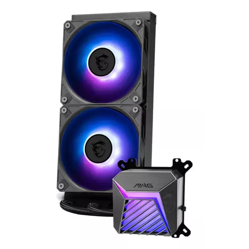 All-in-one liquid cooler MSI MAG Coreliquid A15 240 — 240 mm radiator, 2×120 mm fans, LGA1700/AM4/AM5, black
