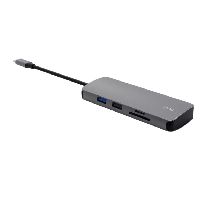 USB Type-C hub TRUST 25672 — HDMI, RJ-45, USB 3.2 Gen 1 Type-A/Type-C, SD/MicroSD, grey