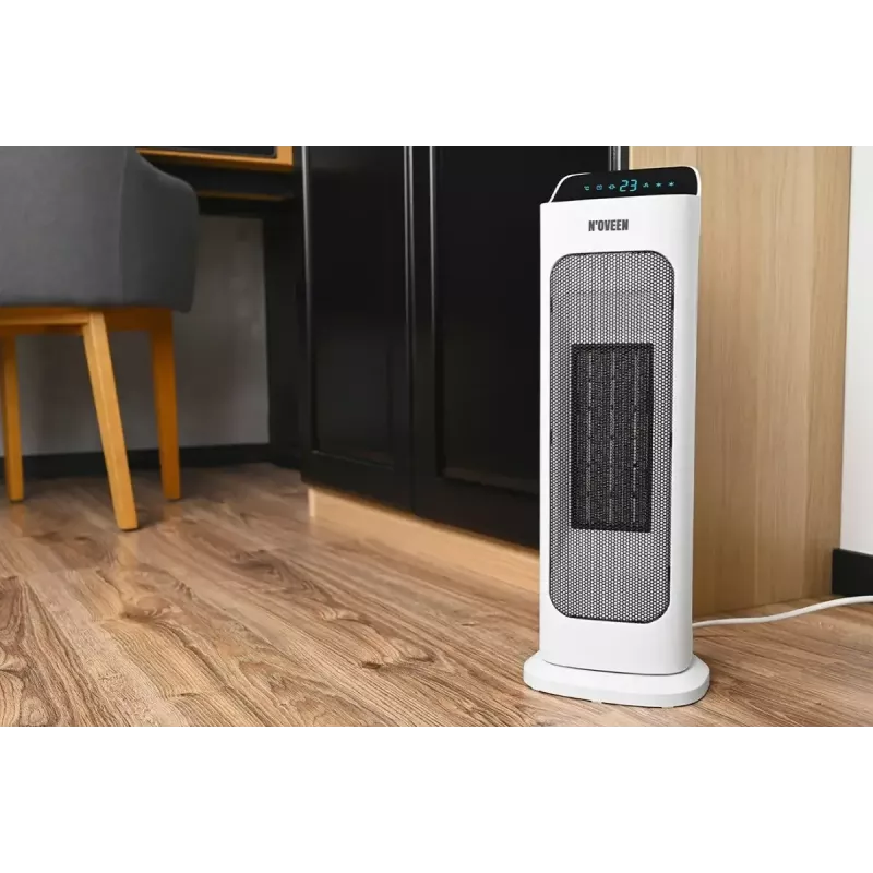 Electric ceramic heater NOVEEN PTC2000 — 2000 W, adjustable thermostat, LED display, timer, remote, white