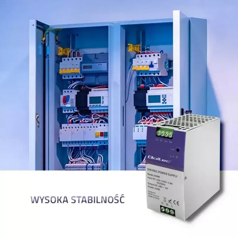 DIN rail power supply QOLTEC 50999, 240W, 48V DC, 5A output