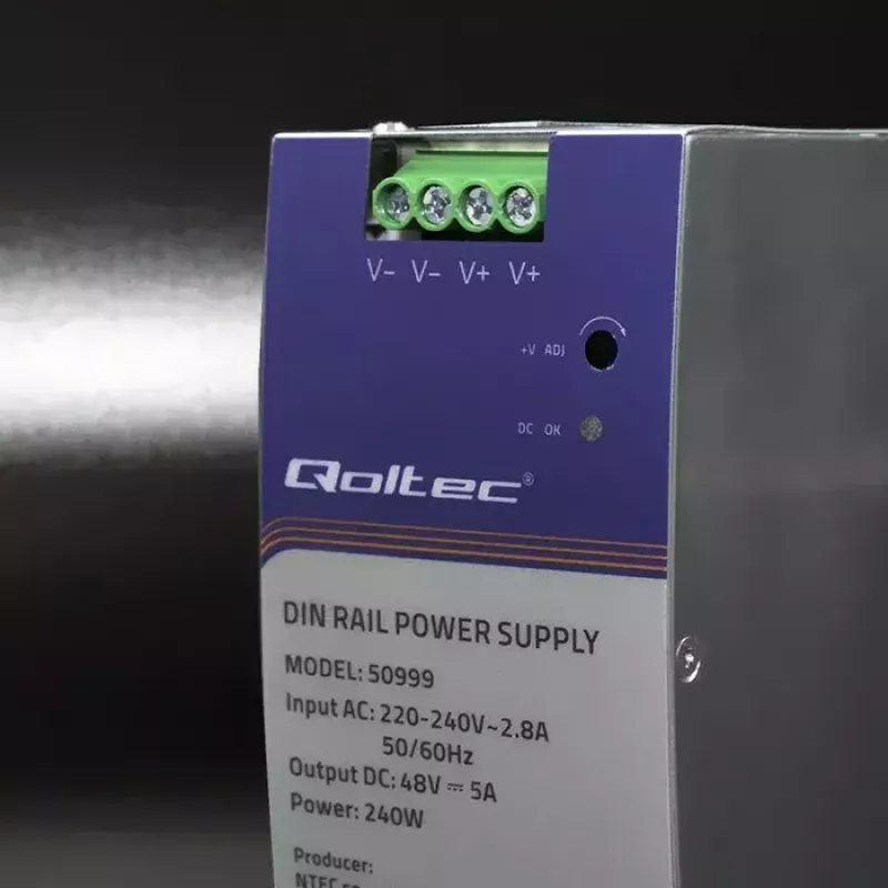 DIN rail power supply QOLTEC 50999, 240W, 48V DC, 5A output