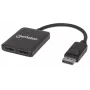 Manhattan DisplayPort 1.2 to 2-Port DisplayPort 1.2 Splitter Hub with MST, 4K@30Hz, USB-A Powered, Video Wall Function, Black, MST = Multi-Stream Transport, 3 Year Warranty