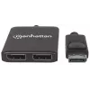 Manhattan DisplayPort 1.2 to 2-Port DisplayPort 1.2 Splitter Hub with MST, 4K@30Hz, USB-A Powered, Video Wall Function, Black, MST = Multi-Stream Transport, 3 Year Warranty