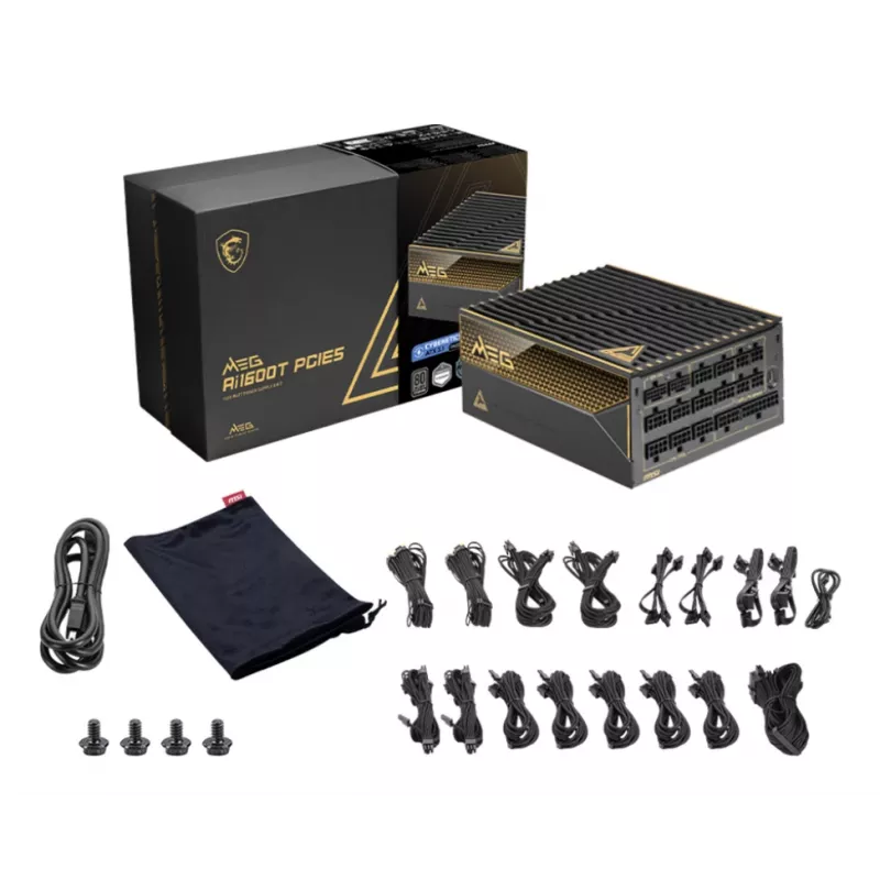 MSI MEG Ai1600T PCIE5 power supply unit 1600 W 24-pin ATX ATX Black