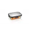 Glass rectangular food storage container set GEFU Milo G-12799 — set of 3, heat resistant, dishwasher safe