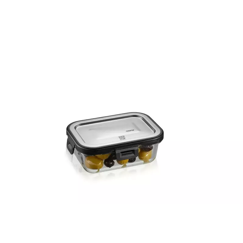Glass rectangular food storage container set GEFU Milo G-12799 — set of 3, heat resistant, dishwasher safe