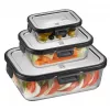 Glass rectangular food storage container set GEFU Milo G-12799 — set of 3, heat resistant, dishwasher safe