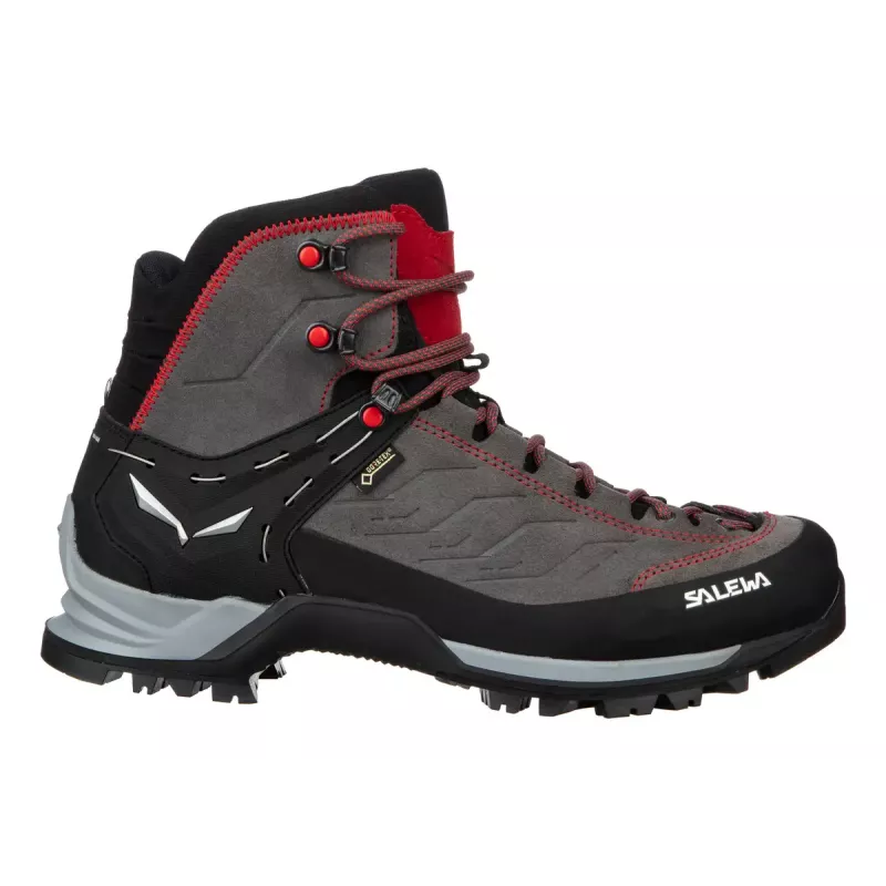 Salewa MTN Trainer Mid GTX Male Adult Charcoal Grey Red Leather Suede Vibram