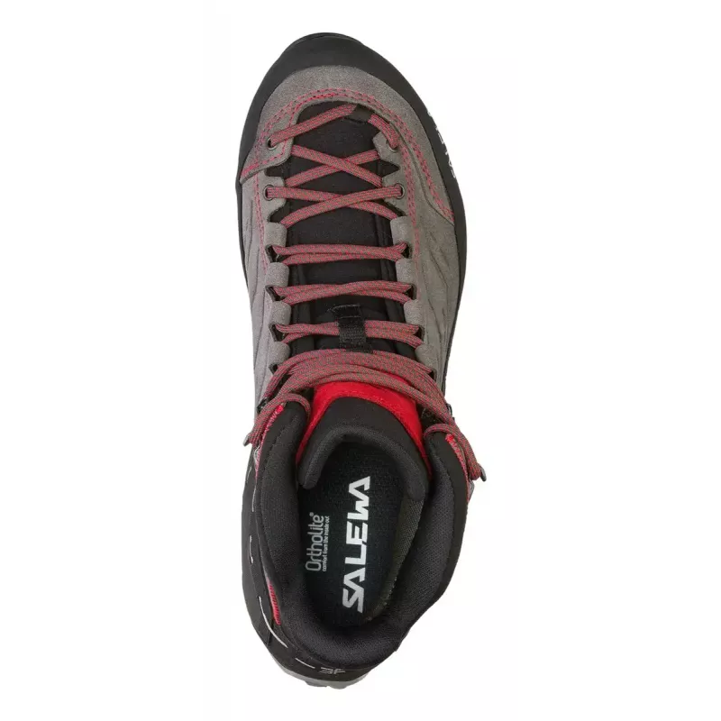 Salewa MTN Trainer Mid GTX Male Adult Charcoal Grey Red Leather Suede Vibram