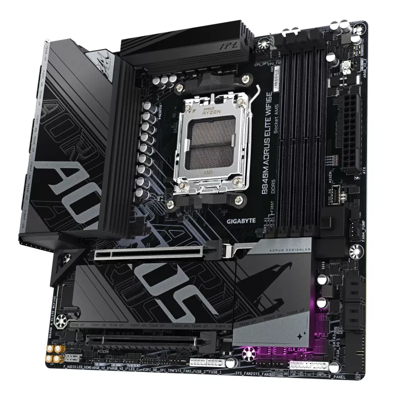 GIGABYTE B840M AORUS ELITE WIFI6E Motherboard - AMD Ryzen 9000 CPUs, 10+2+2 Phases VRM, up to 8200MHz DDR5(O.C), 2xPCIe 4.0 M.2, Wi-Fi 6E, 2.5GbE LAN, USB 3.2 Gen 2