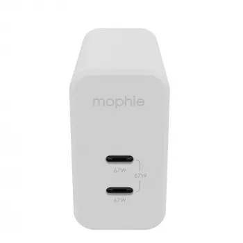 mophie Accessories-Wall Adapter-USB-C-PD-DUAL-67W-GAN-White-EU (2xUSBC)