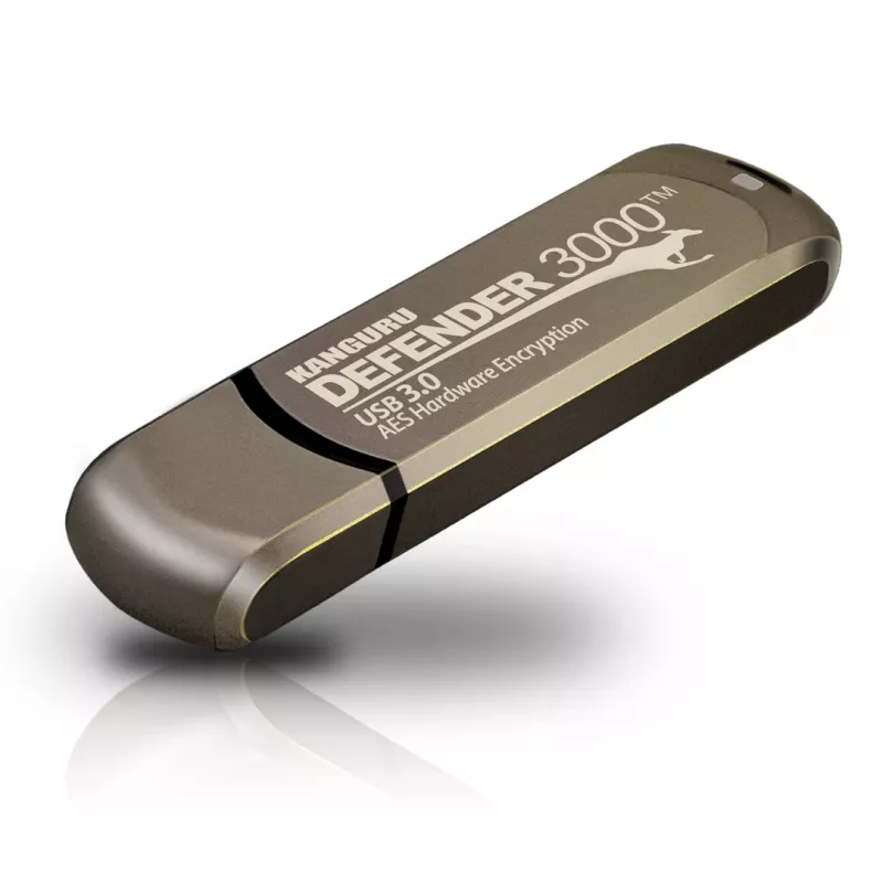 Kanguru Defender 3000™ SuperSpeed USB 3.0 | Secure Flash Drive | FIPS 140-3 Level 3 pending, FIPS 140-2 Level 3 Certified | AES-XTS 256-bit Hardware Encryption | TAA Compliant|