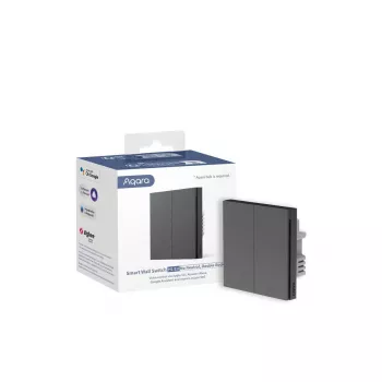 AQARA Smart Wall Switch H1 EU (No Neutral, Double Rocker) (WS-EUK02-G), Grey - Zigbee wallswitch with double relay