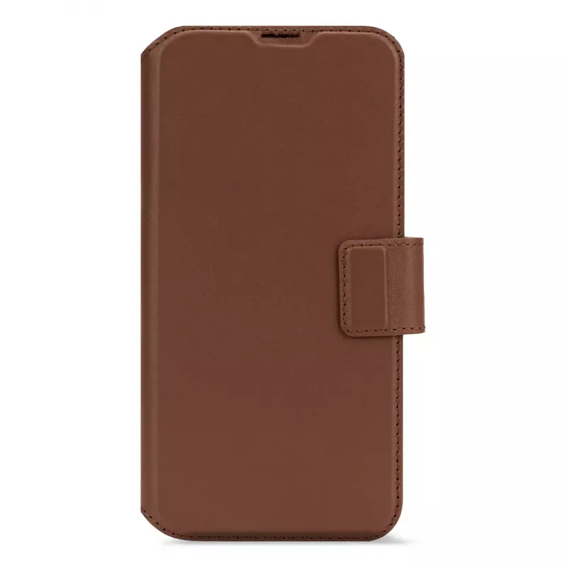 Decoded leather detachable wallet phone case for iPhone 16 Pro — brown, genuine leather, microfibre, 6.3 inch screen, 3 card pockets
