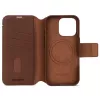 Decoded leather detachable wallet phone case for iPhone 16 Pro — brown, genuine leather, microfibre, 6.3 inch screen, 3 card pockets