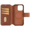Decoded leather detachable wallet phone case for iPhone 16 Pro — brown, genuine leather, microfibre, 6.3 inch screen, 3 card pockets