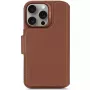 Decoded leather detachable wallet phone case for iPhone 16 Pro — brown, genuine leather, microfibre, 6.3 inch screen, 3 card pockets