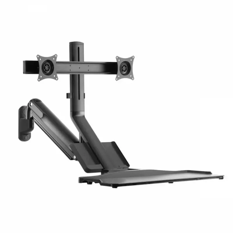 Dual Monitor Wall Mount MACLEAN MC-633 gas spring for 17 inch–27 inch monitors, adjustable arms, VESA compatible
