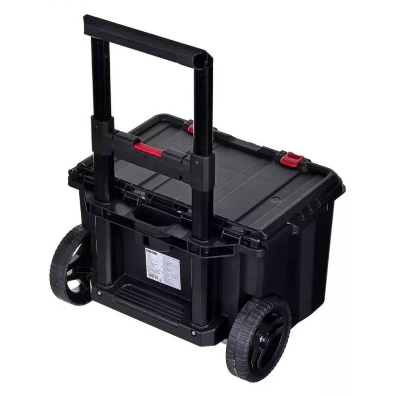Stacking storage boxes Keter 250927 — set of 3 stackable technopolymer organizers with wheels and lock, 525×694×411 mm, black