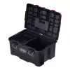 Stacking storage boxes Keter 250927 — set of 3 stackable technopolymer organizers with wheels and lock, 525×694×411 mm, black