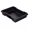 Stacking storage boxes Keter 250927 — set of 3 stackable technopolymer organizers with wheels and lock, 525×694×411 mm, black