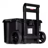 Stacking storage boxes Keter 250927 — set of 3 stackable technopolymer organizers with wheels and lock, 525×694×411 mm, black