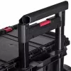 Stacking storage boxes Keter 250927 — set of 3 stackable technopolymer organizers with wheels and lock, 525×694×411 mm, black