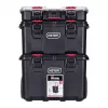 Stacking storage boxes Keter 250927 — set of 3 stackable technopolymer organizers with wheels and lock, 525×694×411 mm, black