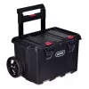 Stacking storage boxes Keter 250927 — set of 3 stackable technopolymer organizers with wheels and lock, 525×694×411 mm, black