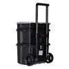 Stacking storage boxes Keter 250927 — set of 3 stackable technopolymer organizers with wheels and lock, 525×694×411 mm, black