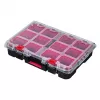 Stacking storage boxes Keter 250927 — set of 3 stackable technopolymer organizers with wheels and lock, 525×694×411 mm, black